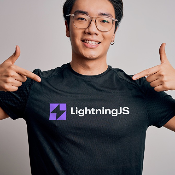 man wearing LightningJS shirt